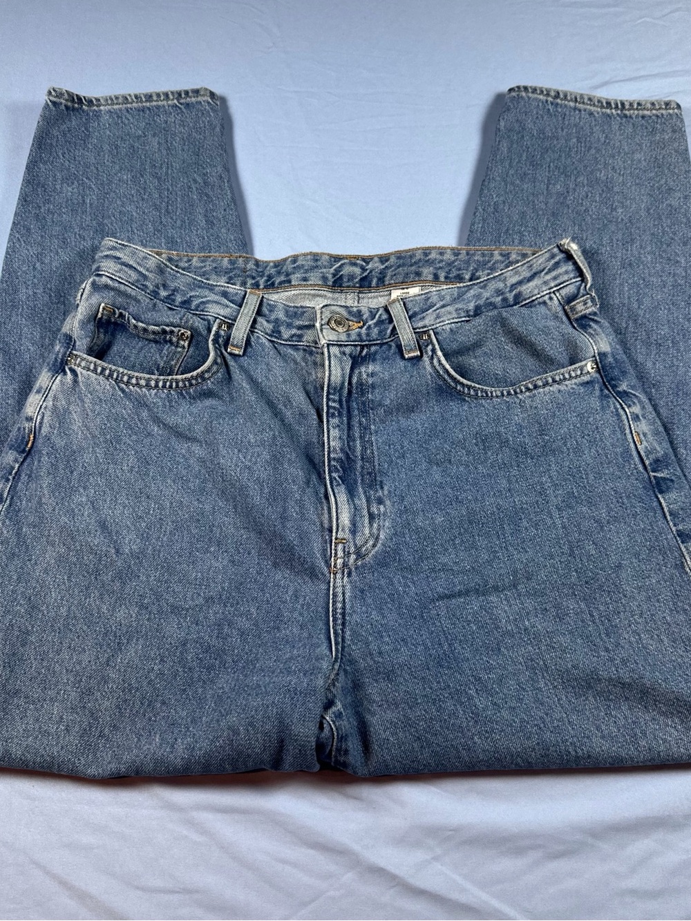 H&M &Denim Women’s Loose Mom Jeans Sz 10 Medium Wash Ultra High Waist Tapered